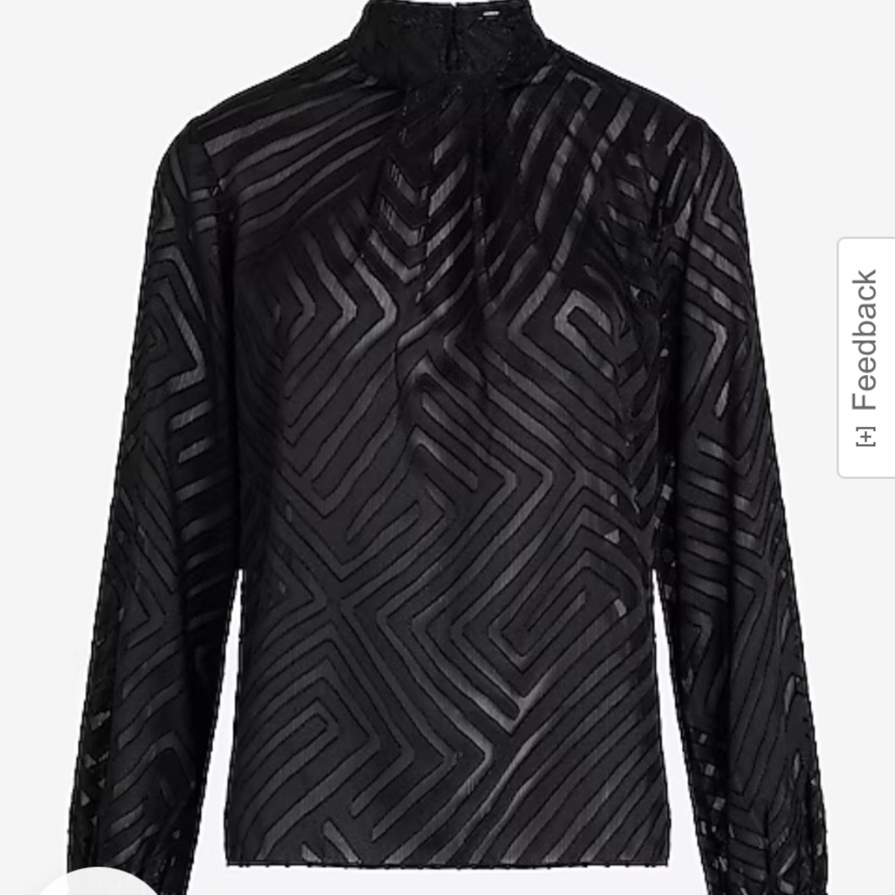 NWT Express Metallic Striped Sheer Twist Mock Neck Long Sleeve Top